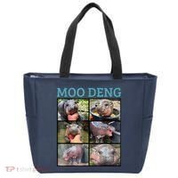 Moo Deng Picture Meme Funny Hippo Tote Bag thumb 0