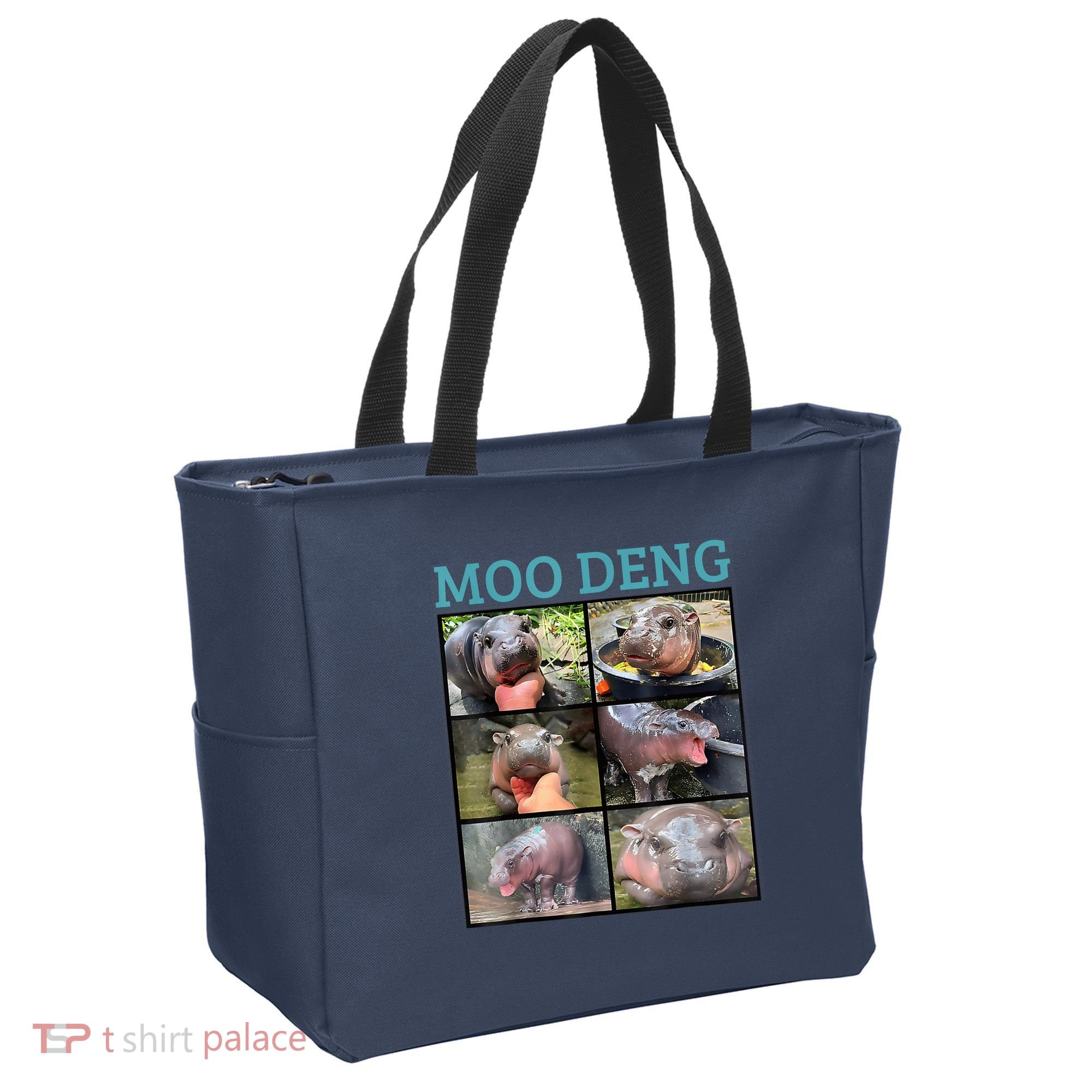Moo Deng Picture Meme Funny Hippo Tote Bag