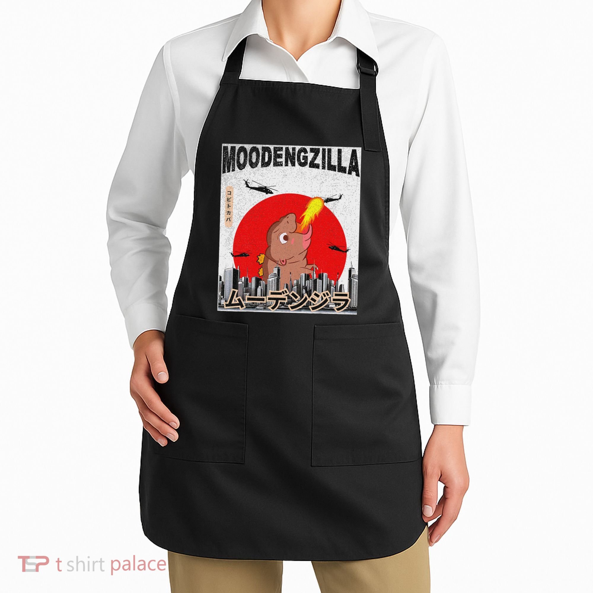 Moo Deng Pygmy Hippopotamus Funny Moodengzilla Apron