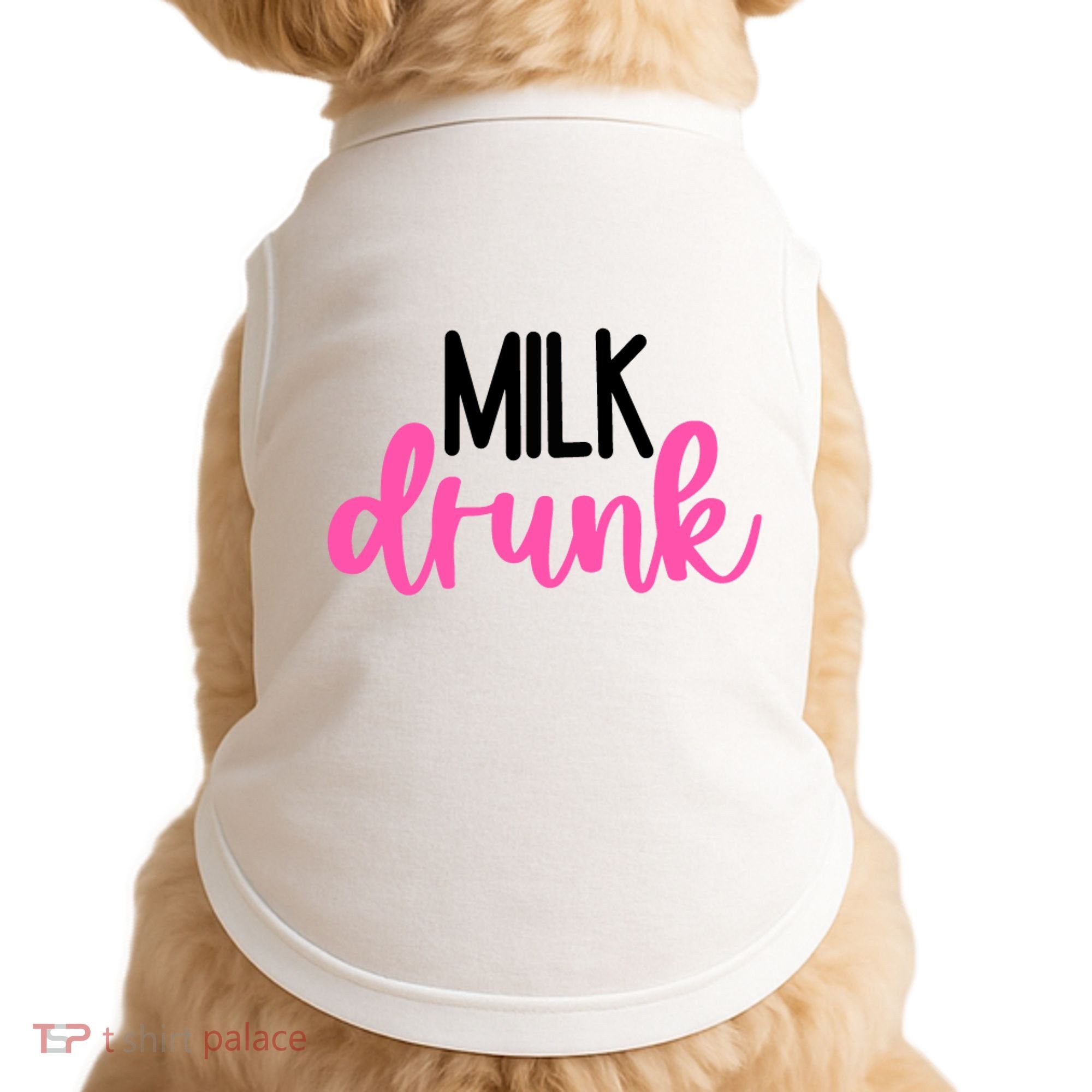 Milk Drunk Pink Logo Funny Cute Doggie Tank