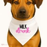 Milk Drunk Pink Logo Funny Cute USA-Made Doggie Bandana thumb 1