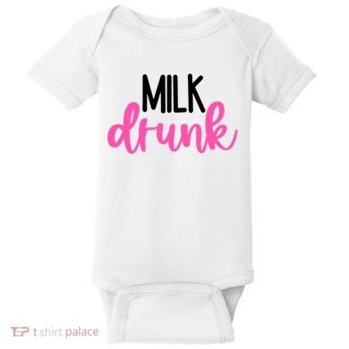 Milk Drunk Pink Logo Funny Cute Baby Bodysuit