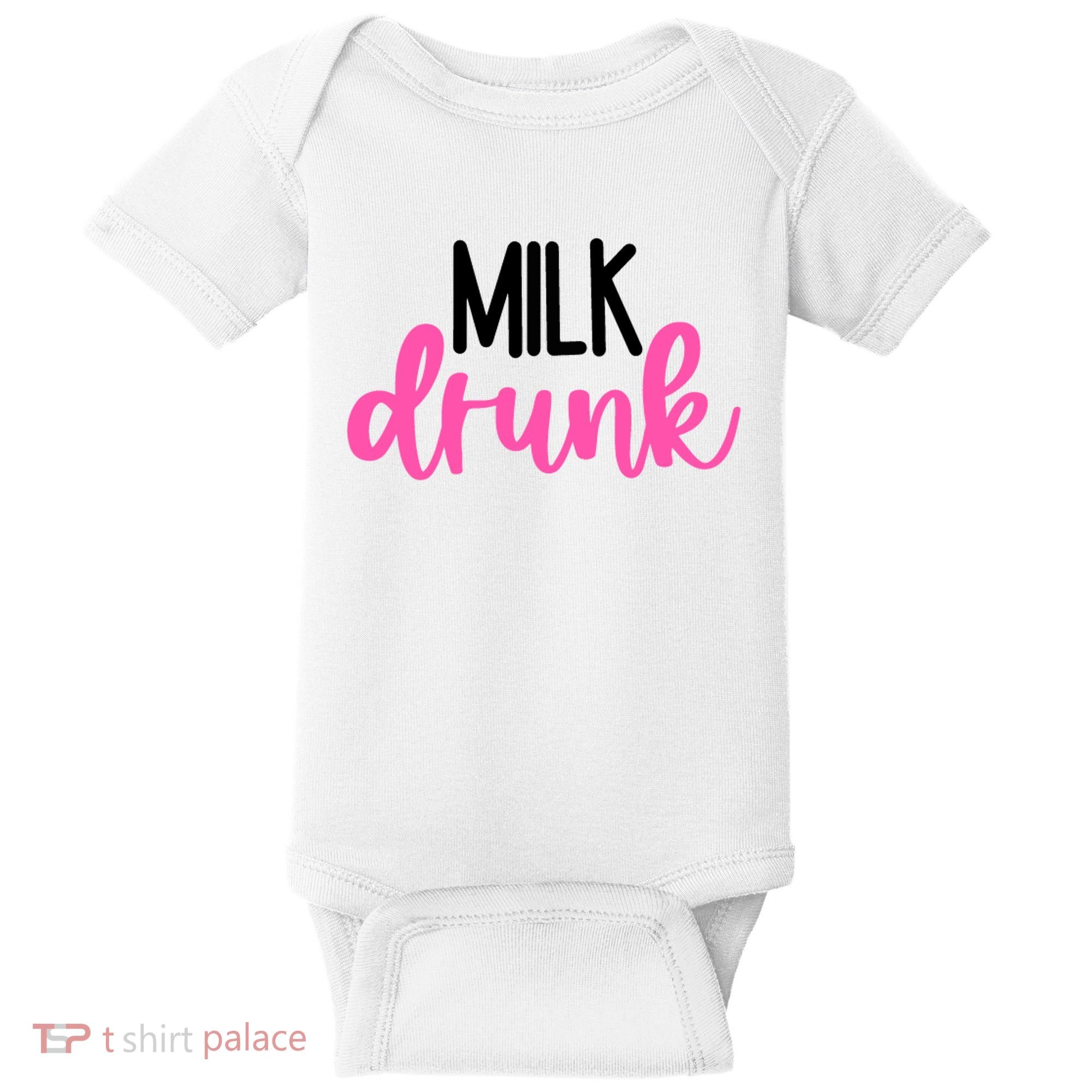 Milk Drunk Pink Logo Funny Cute Baby Bodysuit
