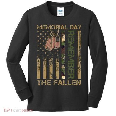 Memorial Day Remember The Fallen Veteran Military Vintage Kids Long Sleeve Shirt