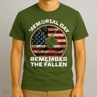 Memorial Day Remember The Fallen Us Vintage Veteran Military T-Shirt thumb 3