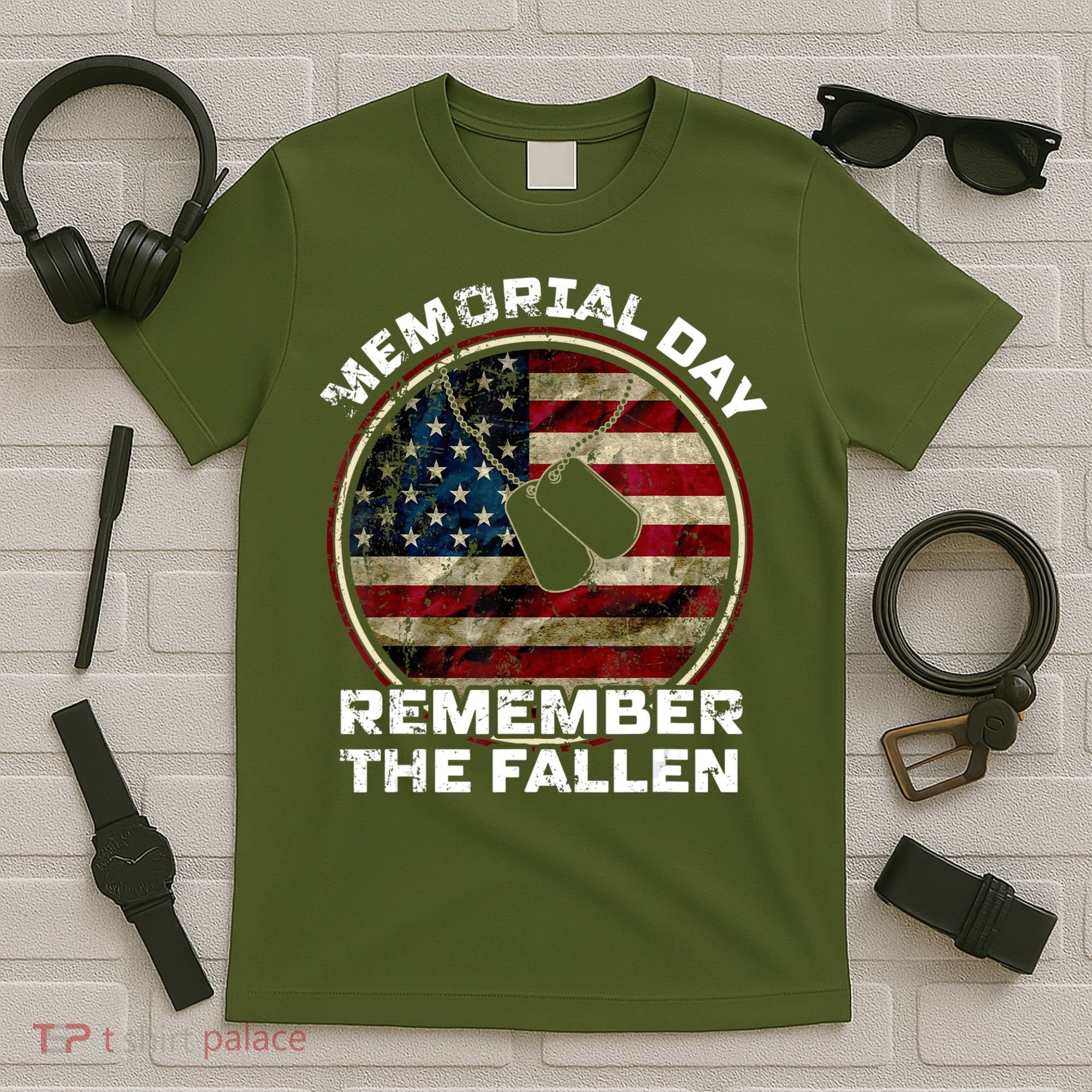 Memorial Day Remember The Fallen Us Vintage Veteran Military T-Shirt