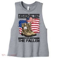Memorial Day Remember The Fallen Women's Racerback Cropped Tank thumb 0