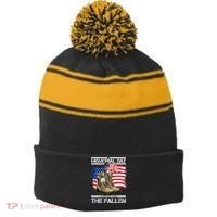 Memorial Day Remember The Fallen Stripe Pom Pom Beanie thumb 0