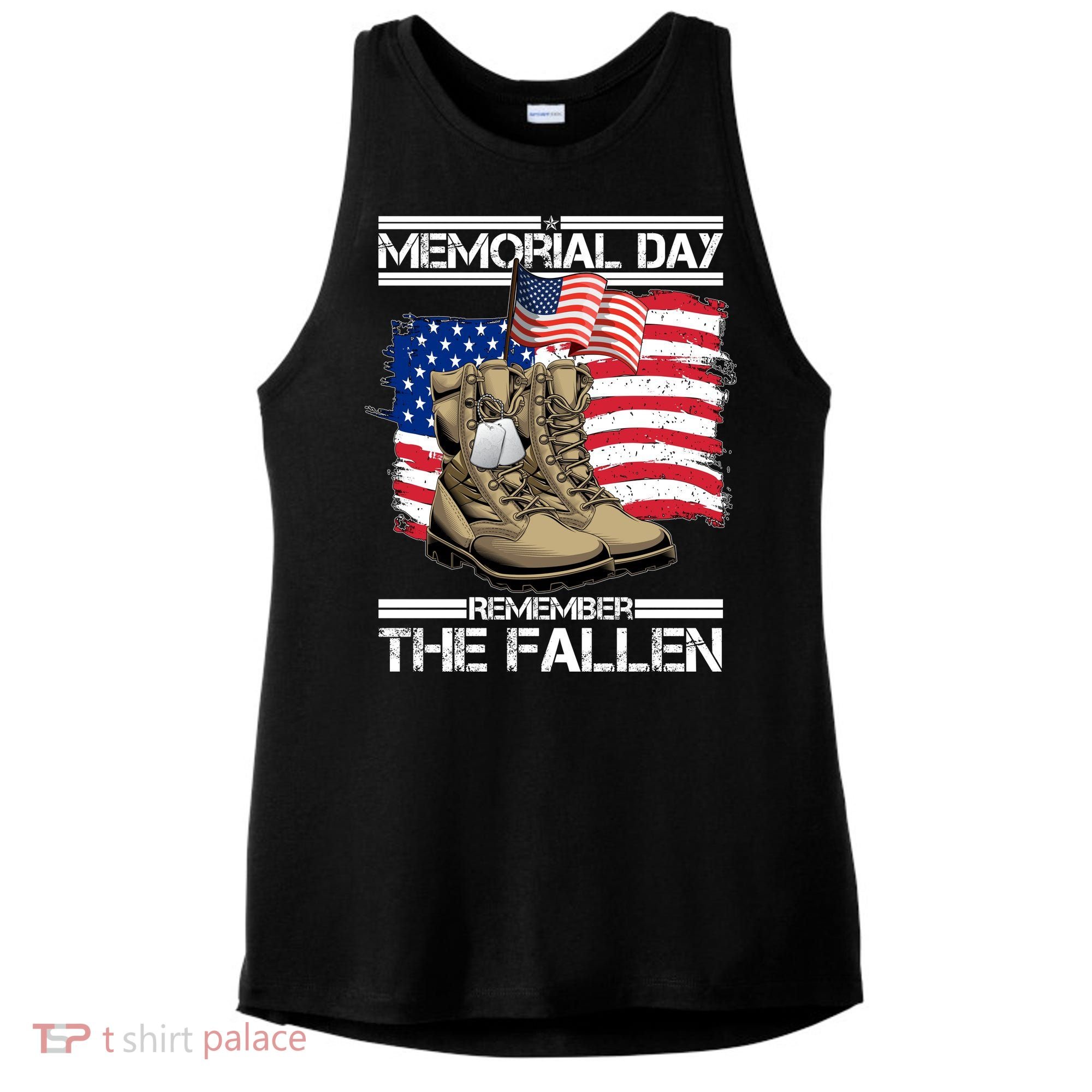 Memorial Day Remember The Fallen Ladies PosiCharge Tri-Blend Wicking Tank