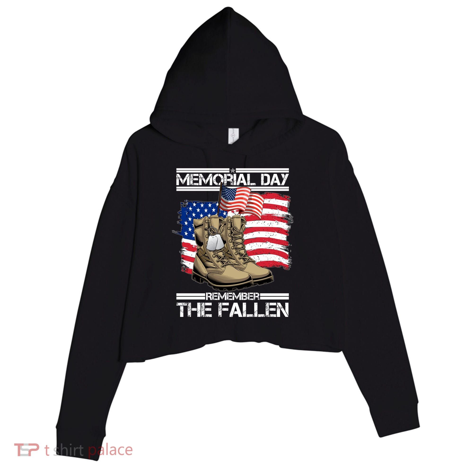 Memorial Day Remember The Fallen Crop Fleece Hoodie