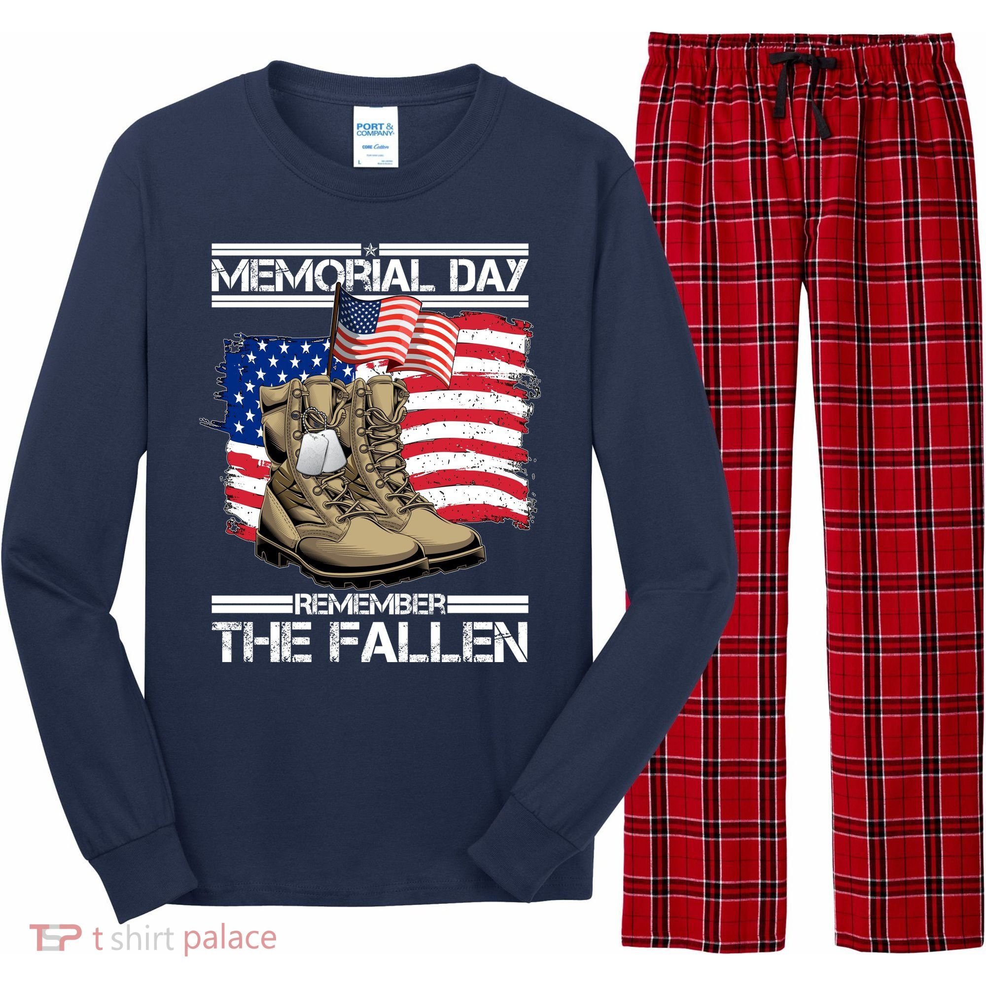 Memorial Day Remember The Fallen Long Sleeve Pajama Set
