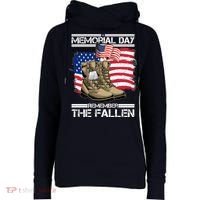 Memorial Day Remember The Fallen Womens Funnel Neck Pullover Hood thumb 0