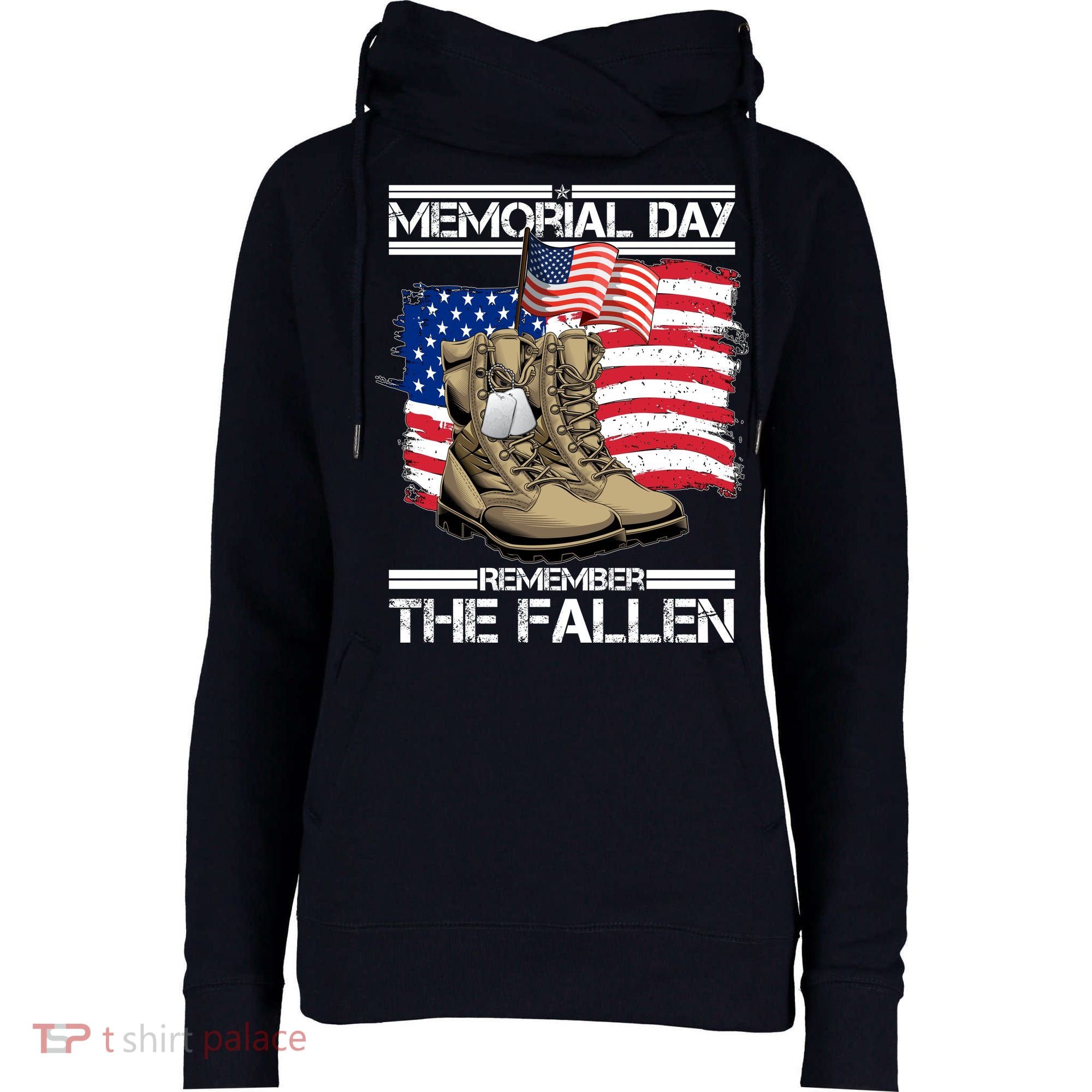 Memorial Day Remember The Fallen Womens Funnel Neck Pullover Hood