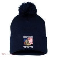 Memorial Day Remember The Fallen Pom Pom 12in Knit Beanie thumb 0