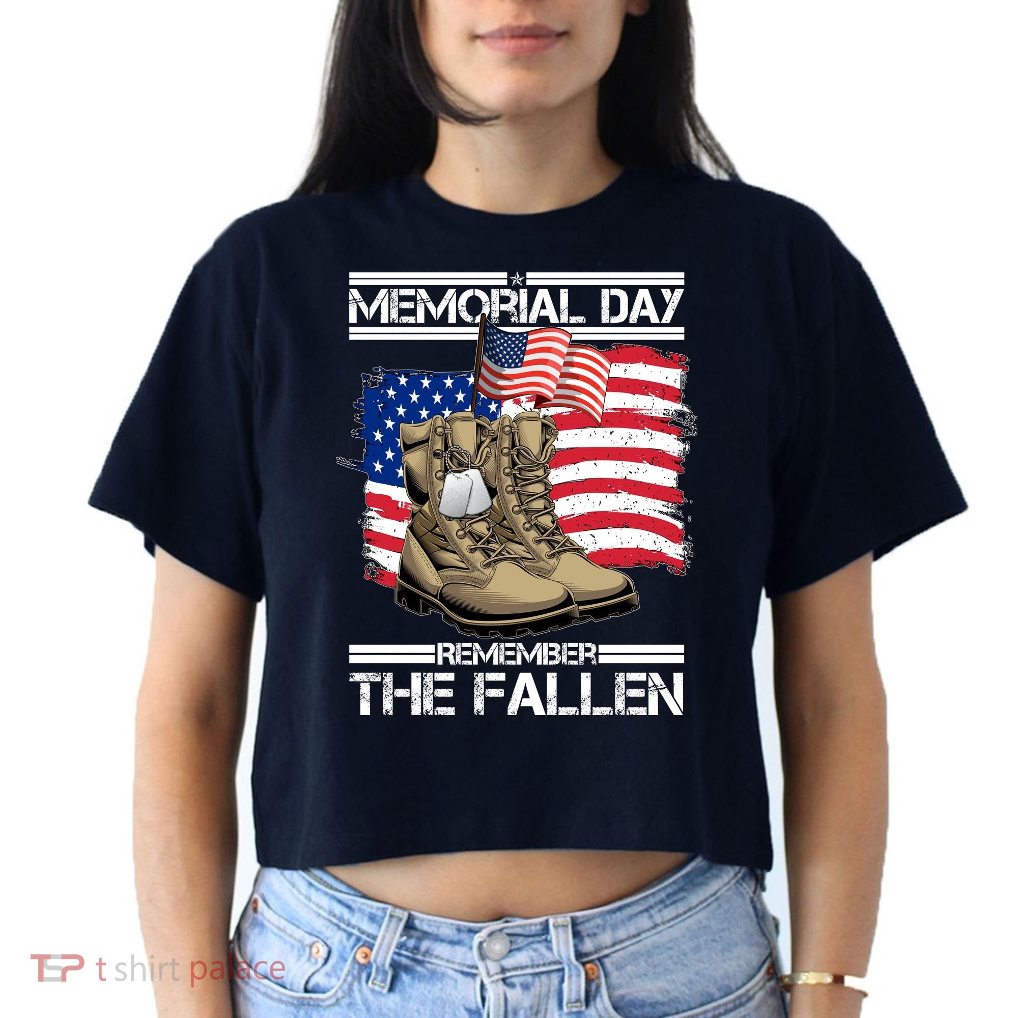 Memorial Day Remember The Fallen Women's Crop Top Tee