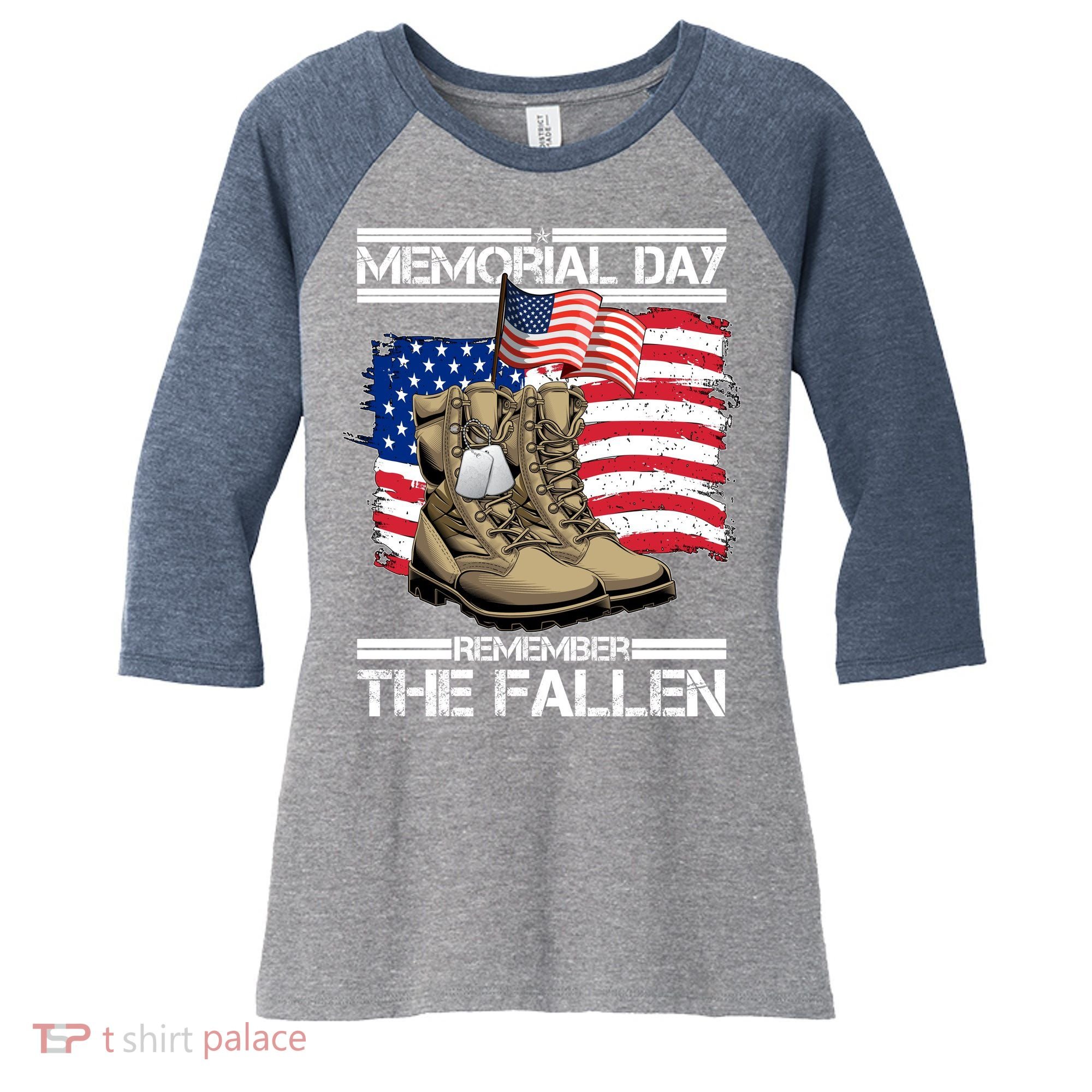 Memorial Day Remember The Fallen Women's Tri-Blend 3/4-Sleeve Raglan Shirt