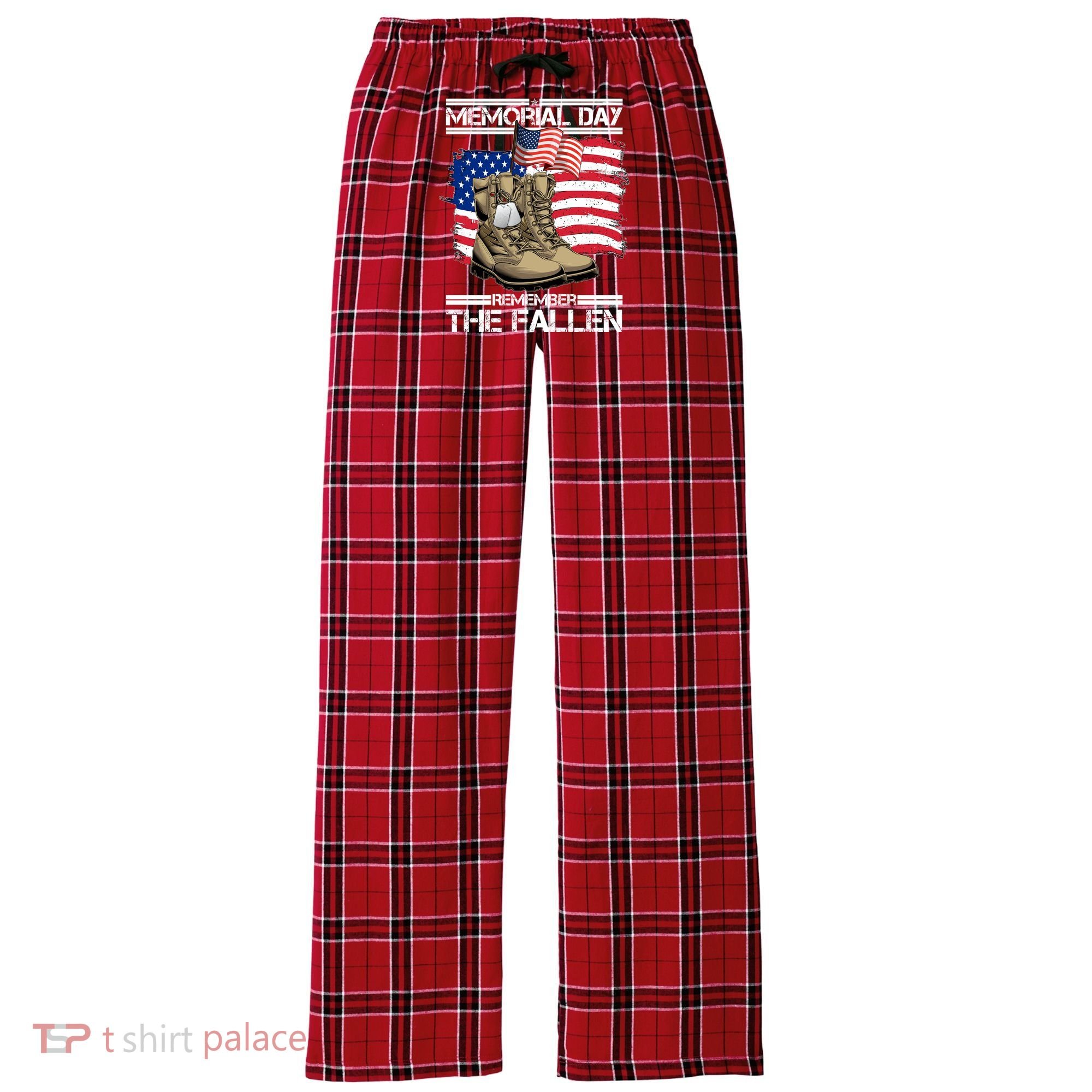 Memorial Day Remember The Fallen Women's Flannel Plaid Pajama Pants