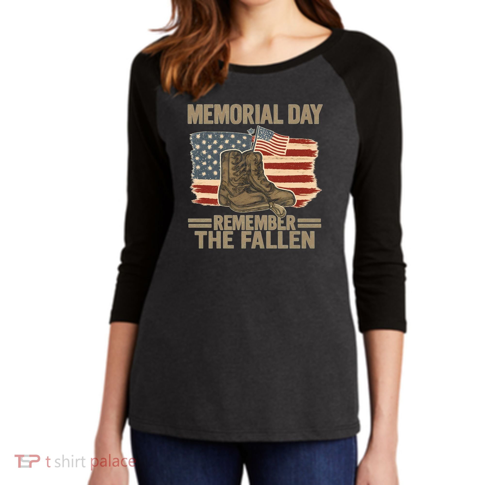 Memorial Day - Remember the Fallen Women's Tri-Blend 3/4-Sleeve Raglan Shirt