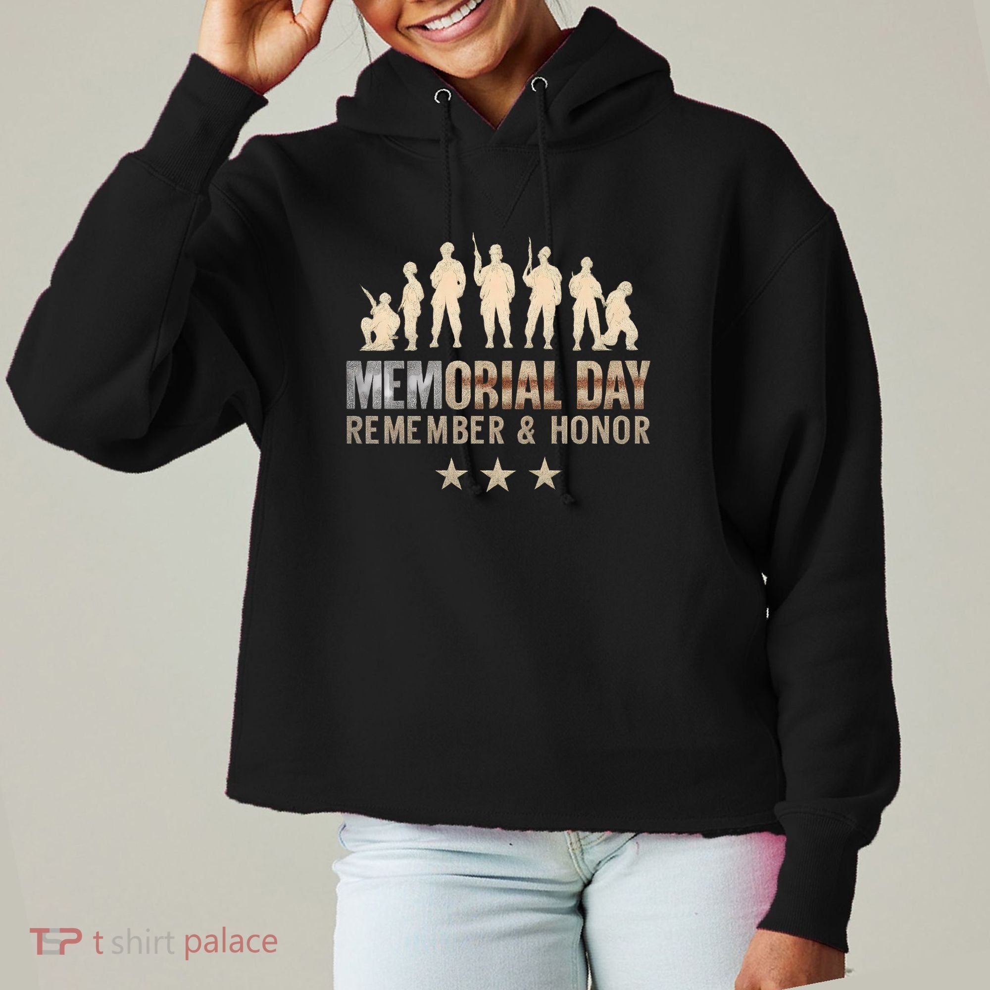Memorial Day Remember & Honor Ladies Heavyweight Boxy Pullover Hoodie