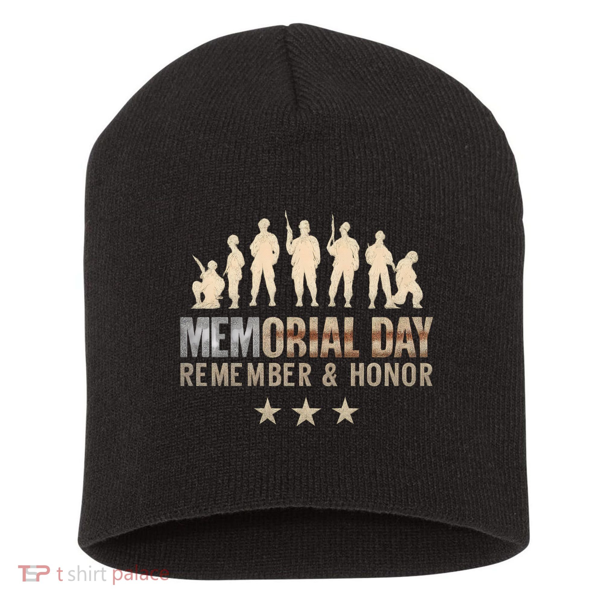 Memorial Day Remember & Honor Short Acrylic Beanie
