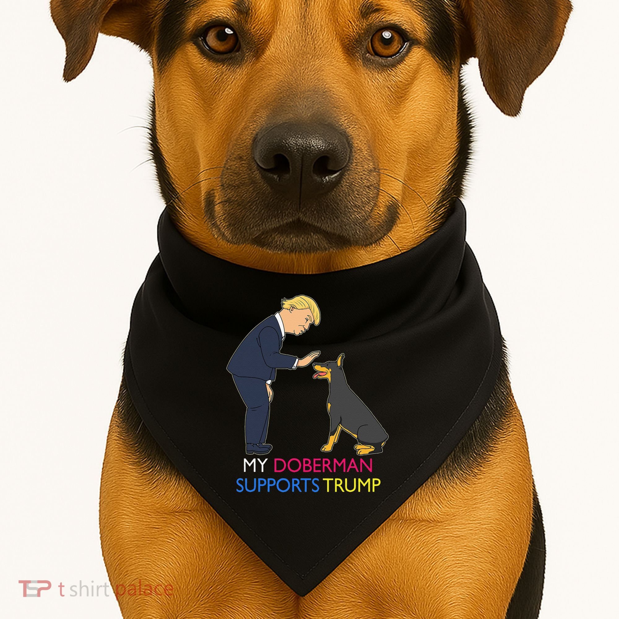 My Doberman Supports Trump Gift Doberman Pinscher USA-Made Doggie Bandana