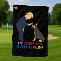 My Doberman Supports Trump Gift Doberman Pinscher Golf Towel thumb 1