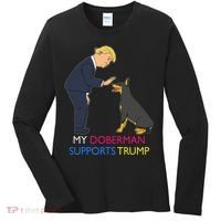My Doberman Supports Trump Gift Doberman Pinscher Women's Long Sleeve Shirt thumb 0