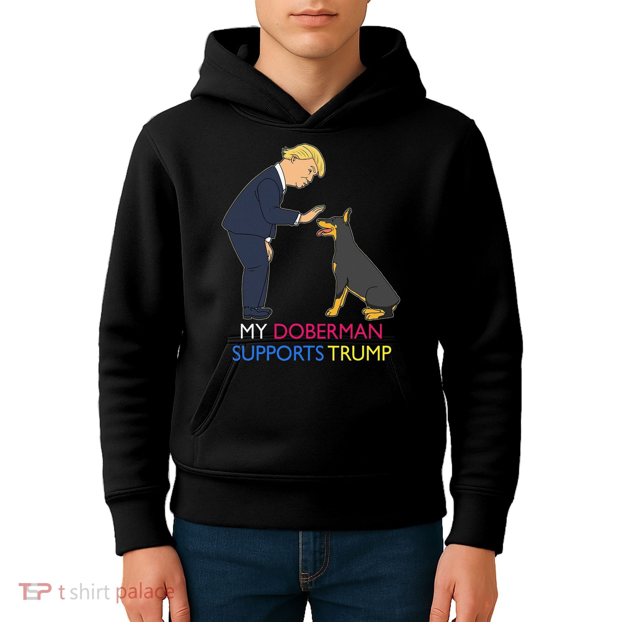 My Doberman Supports Trump Gift Doberman Pinscher Kids Hoodie