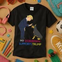 My Doberman Supports Trump Gift Doberman Pinscher Kids T-Shirt thumb 3