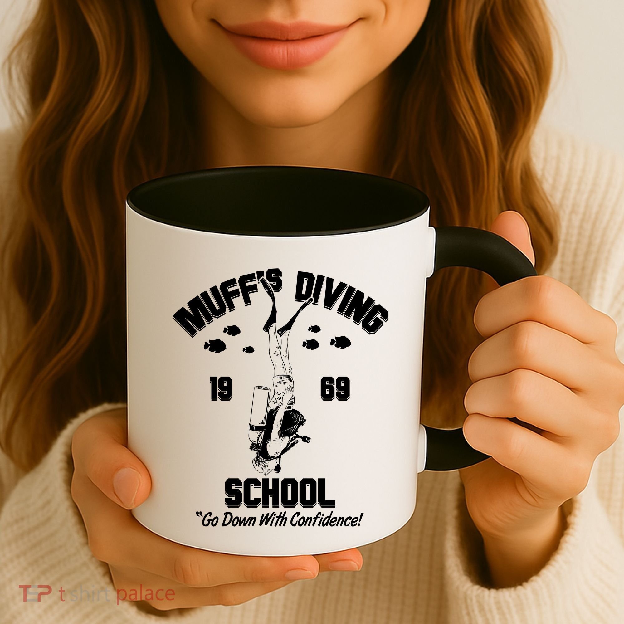 Muffs Diving School 1969 Go Down With Confidence Coffee Mug