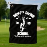 Muffs Diving School 1969 Go Down With Confidence Golf Towel thumb 1