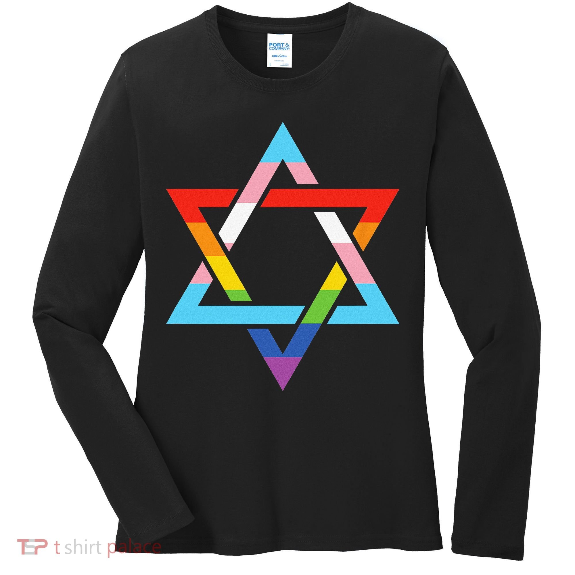 Magen David Star of David Jewish LGBT Pride Women's Long Sleeve Shirt