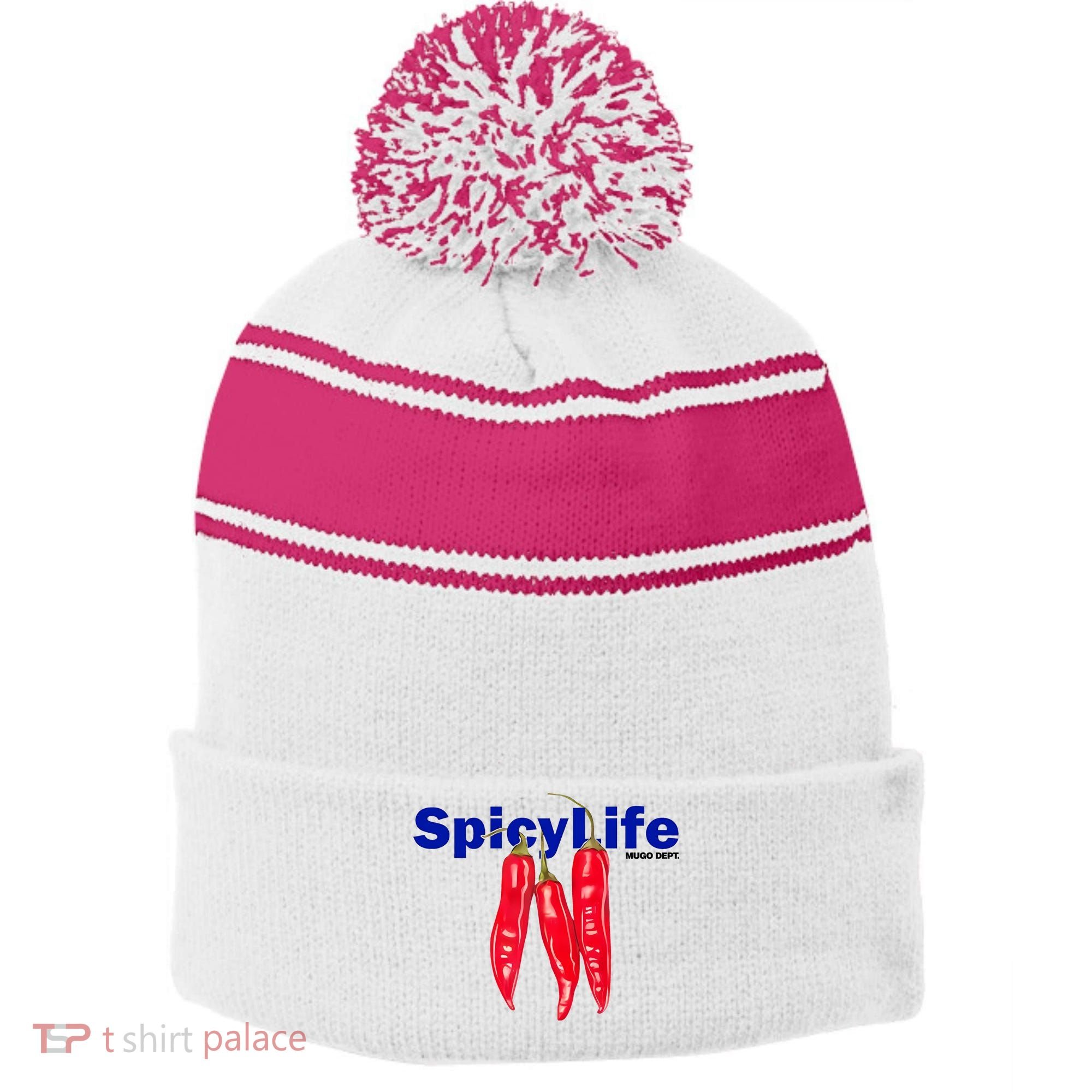 Mugo Dept Spicy Life Stripe Pom Pom Beanie