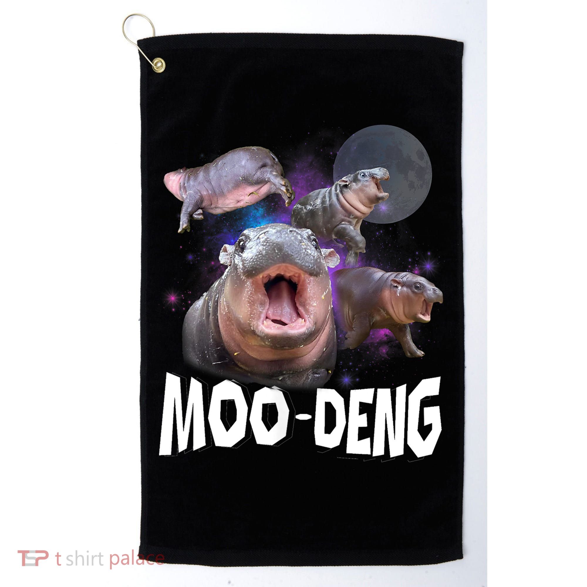 Moo Deng Space Hippo Golf Towel
