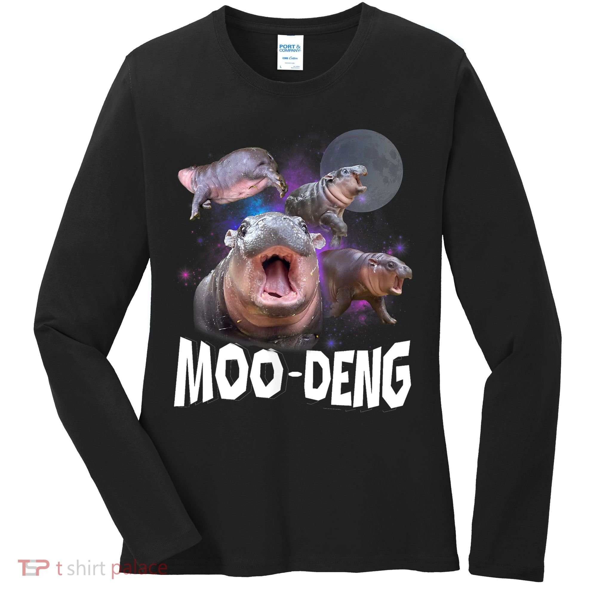 Moo Deng Space Hippo Women's Long Sleeve Shirt