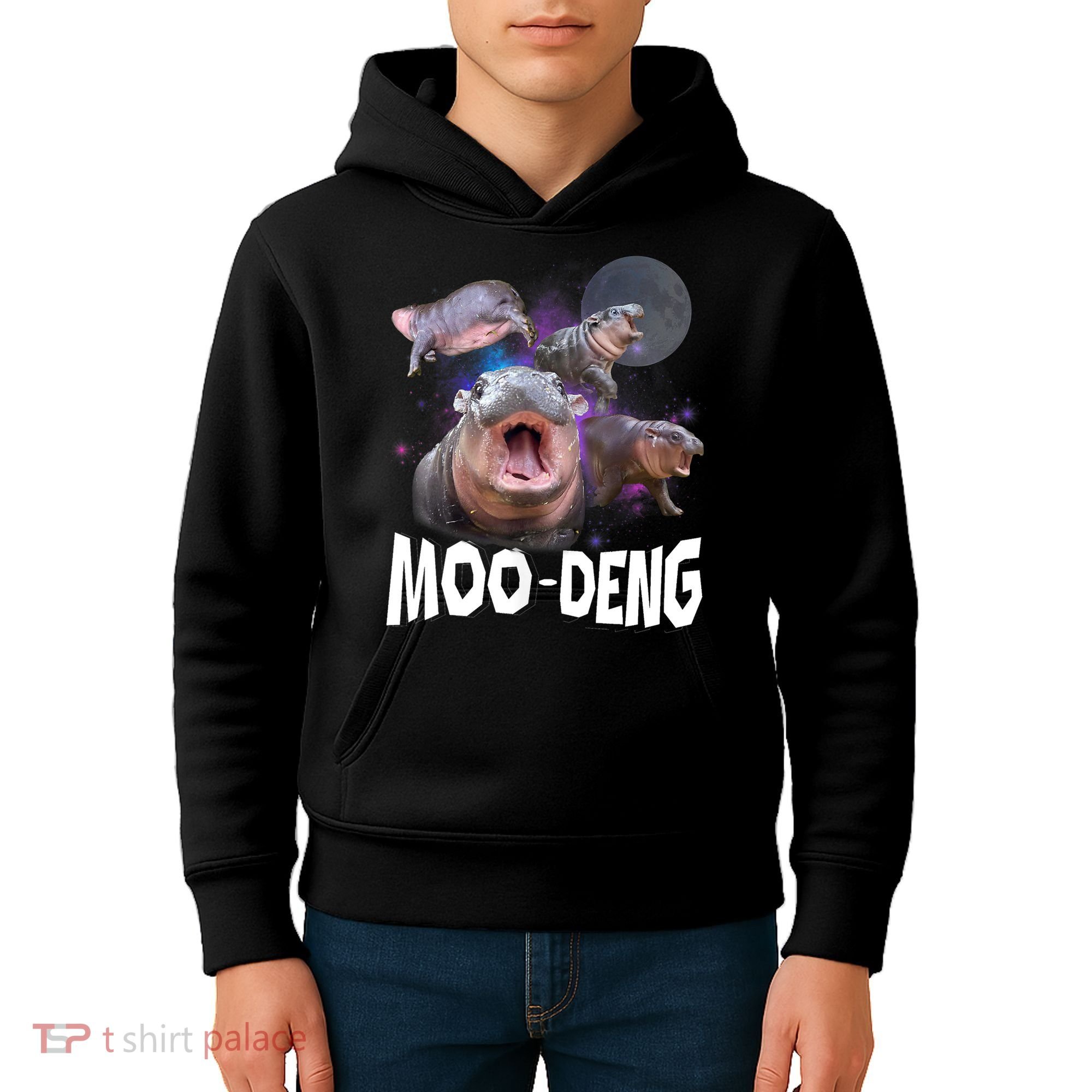 Moo Deng Space Hippo Kids Hoodie