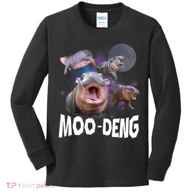 Moo Deng Space Hippo Kids Long Sleeve Shirt