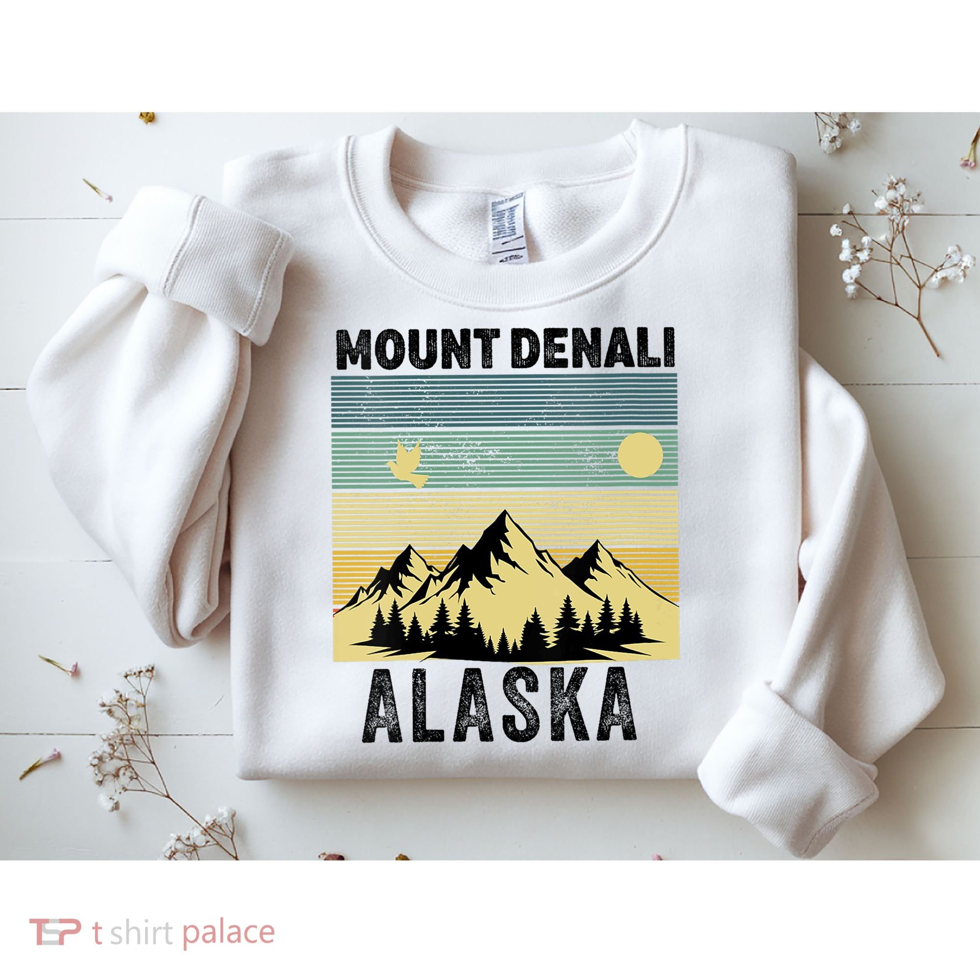  Mount Denali Souvenir Alaska Women  Mt. Denali V-Neck  Sweatshirt
