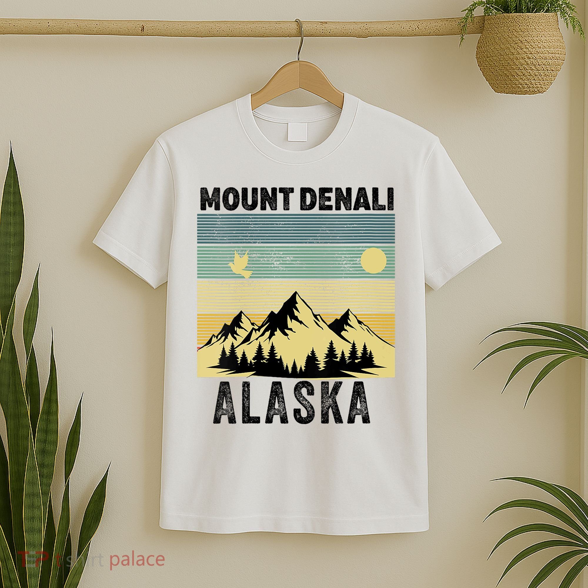  Mount Denali Souvenir Alaska Women  Mt. Denali V-Neck  T-Shirt