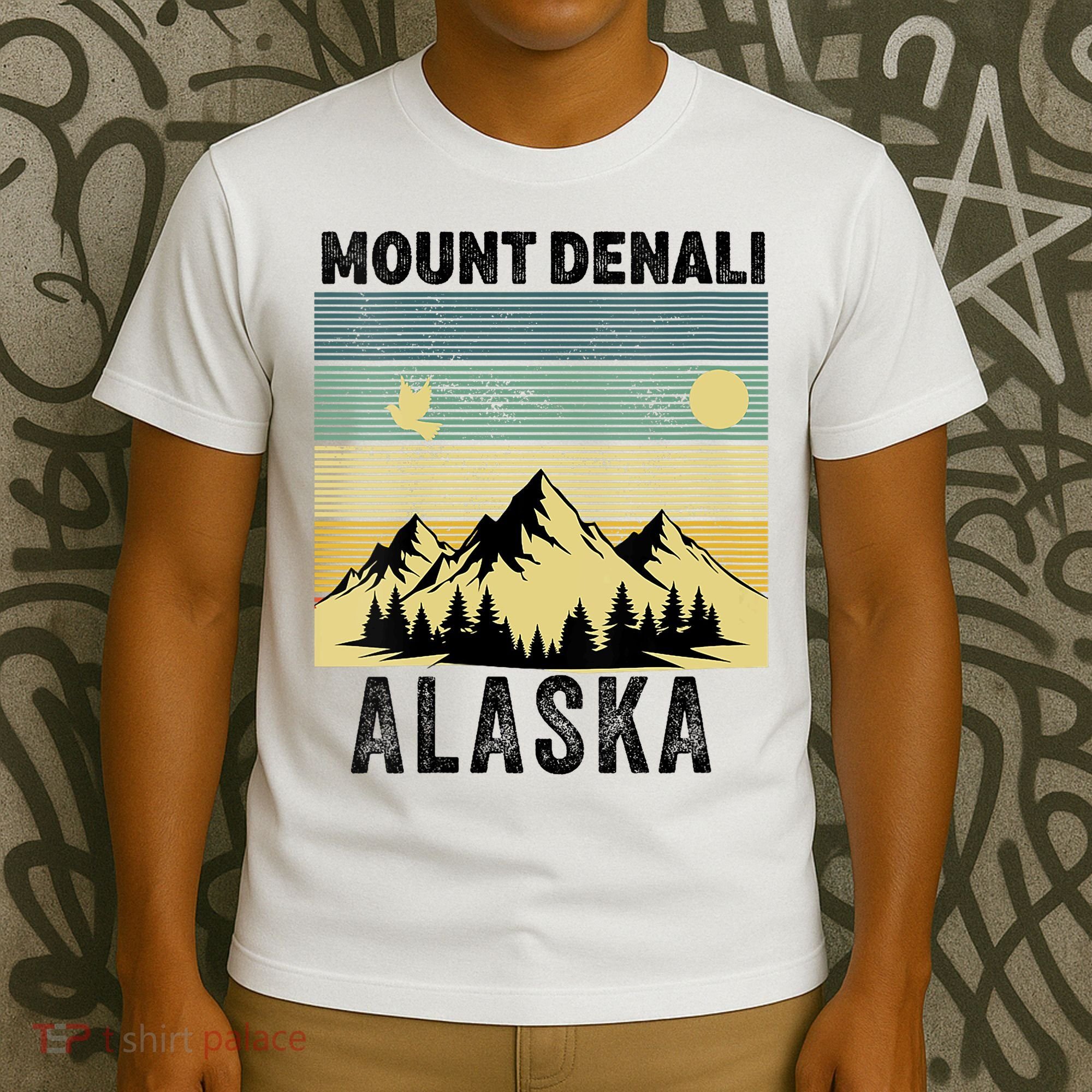  Mount Denali Souvenir Alaska Women  Mt. Denali V-Neck  T-Shirt