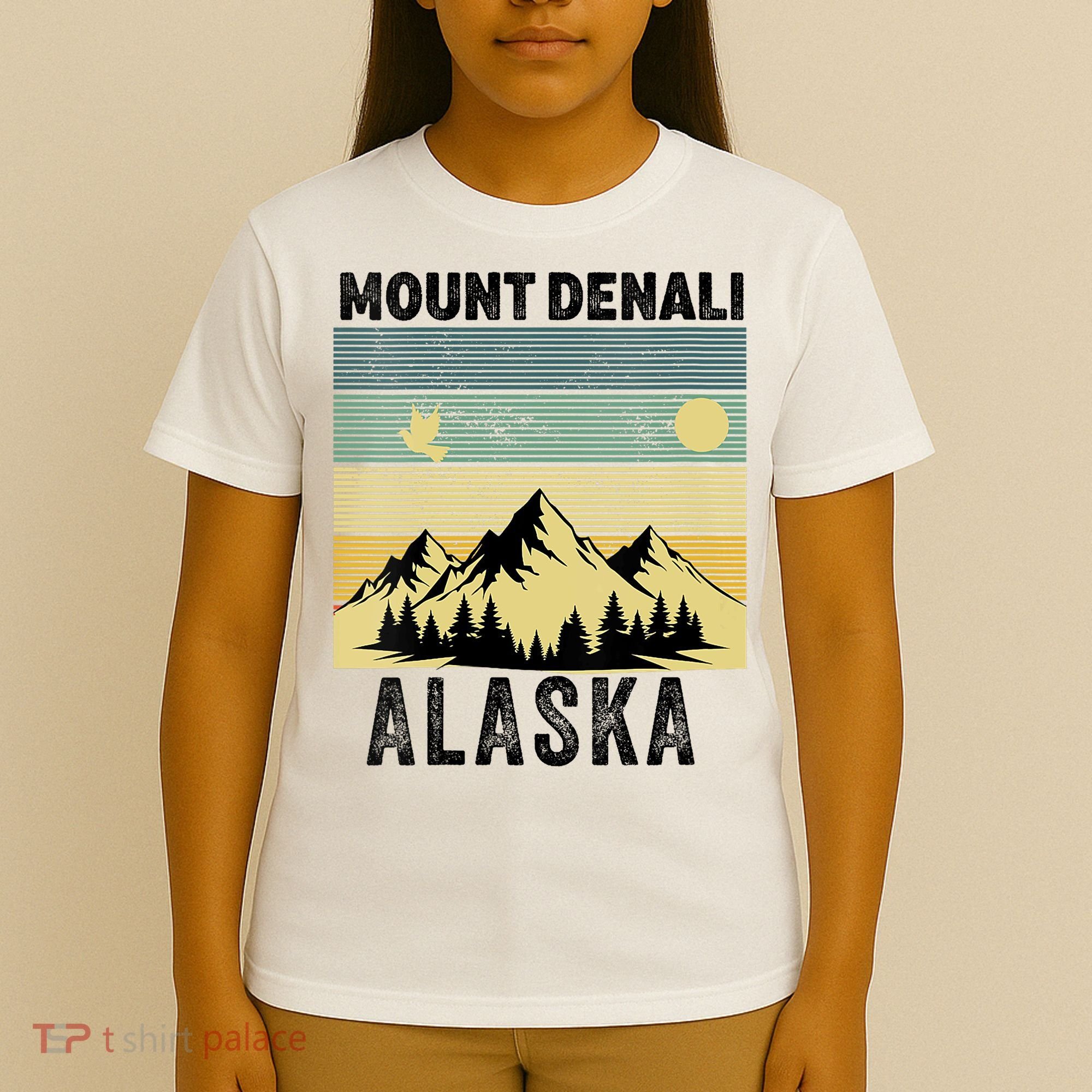  Mount Denali Souvenir Alaska Women  Mt. Denali V-Neck  T-Shirt