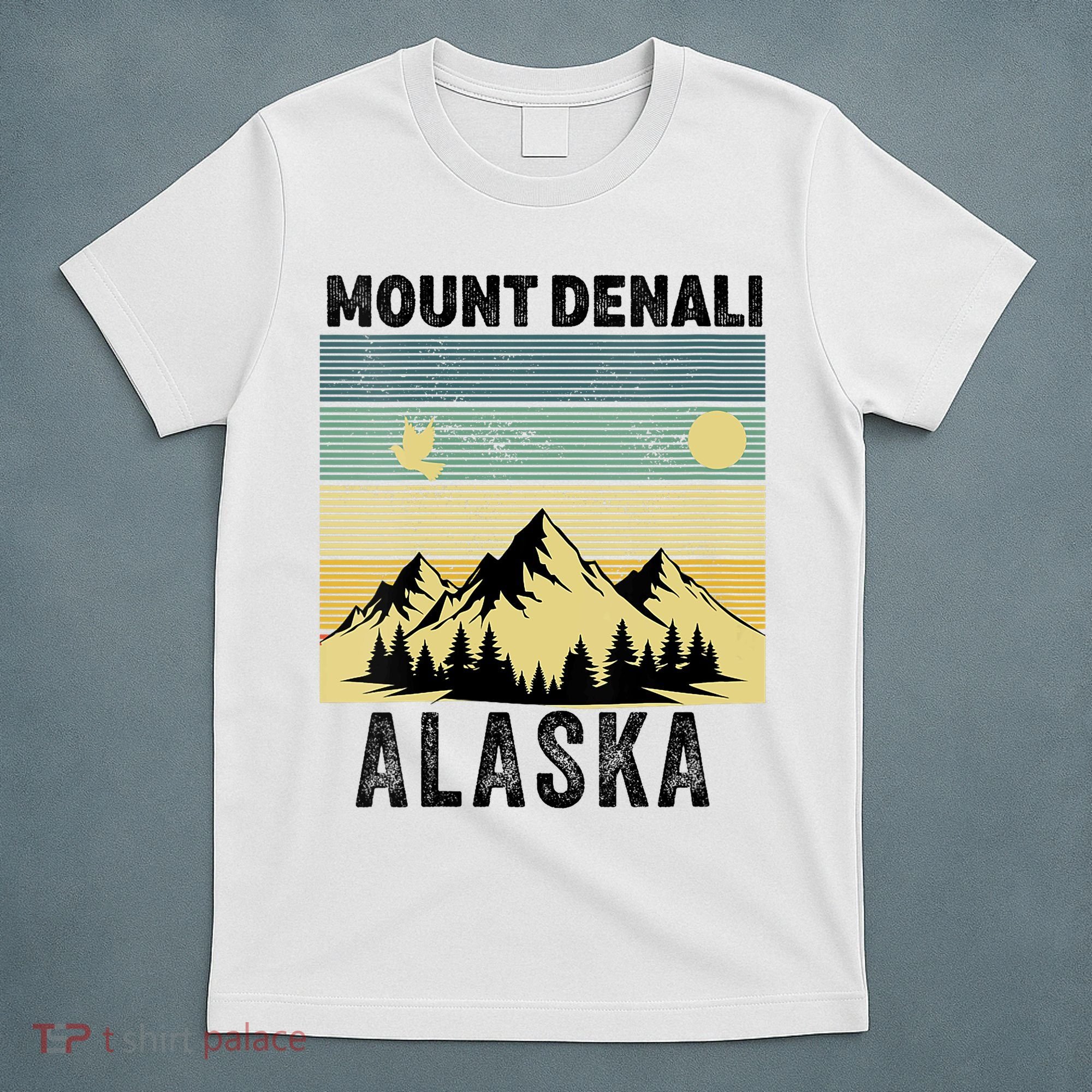  Mount Denali Souvenir Alaska Women  Mt. Denali V-Neck  T-Shirt