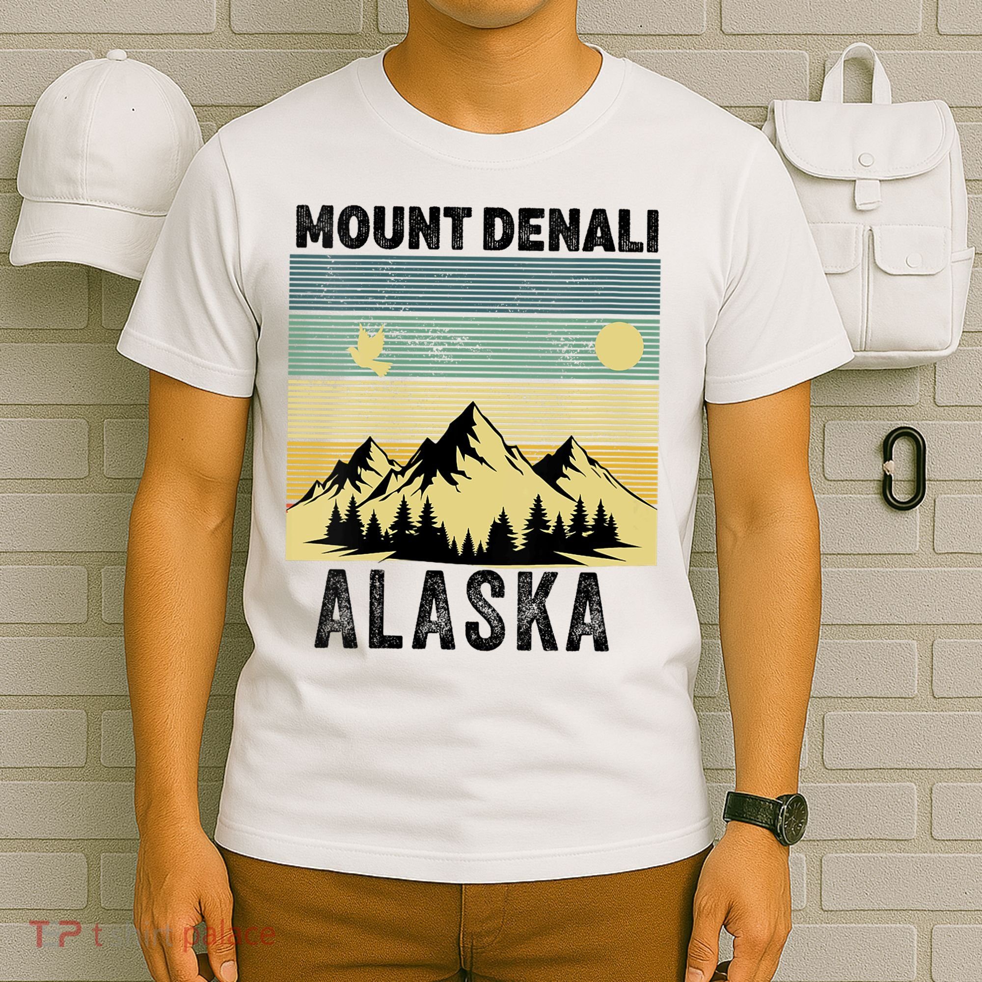  Mount Denali Souvenir Alaska Women  Mt. Denali V-Neck  T-Shirt