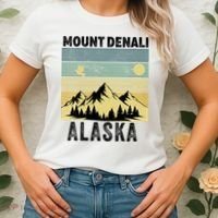  Mount Denali Souvenir Alaska Women  Mt. Denali V-Neck  Women's T-Shirt thumb 2