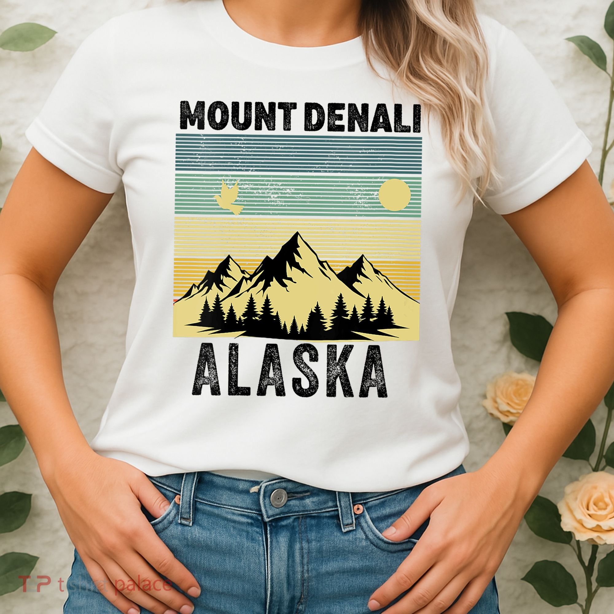 Mount Denali Souvenir Alaska Women  Mt. Denali V-Neck  Women's T-Shirt