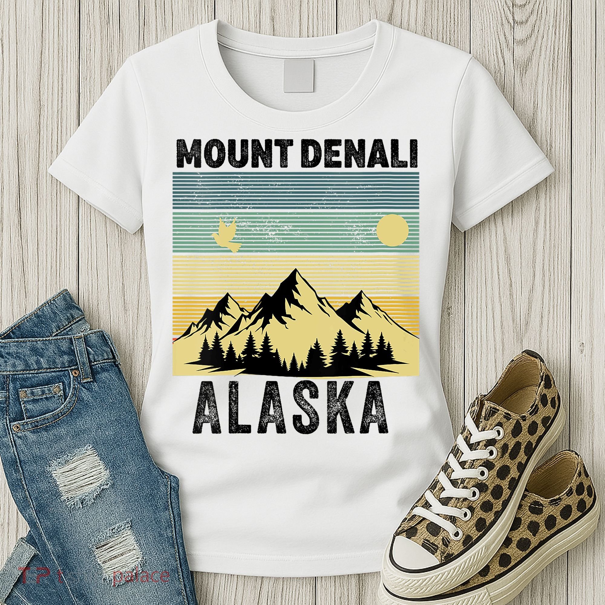  Mount Denali Souvenir Alaska Women  Mt. Denali V-Neck  Women's T-Shirt