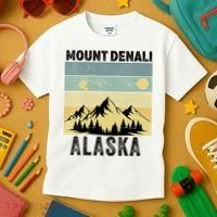  Mount Denali Souvenir Alaska Women  Mt. Denali V-Neck  Kids T-Shirt thumb 3