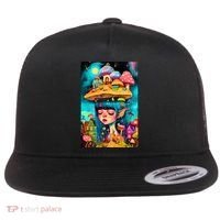 Mushroom Dreams: The Enchanted Mindscape Flat Bill Trucker Hat thumb 0