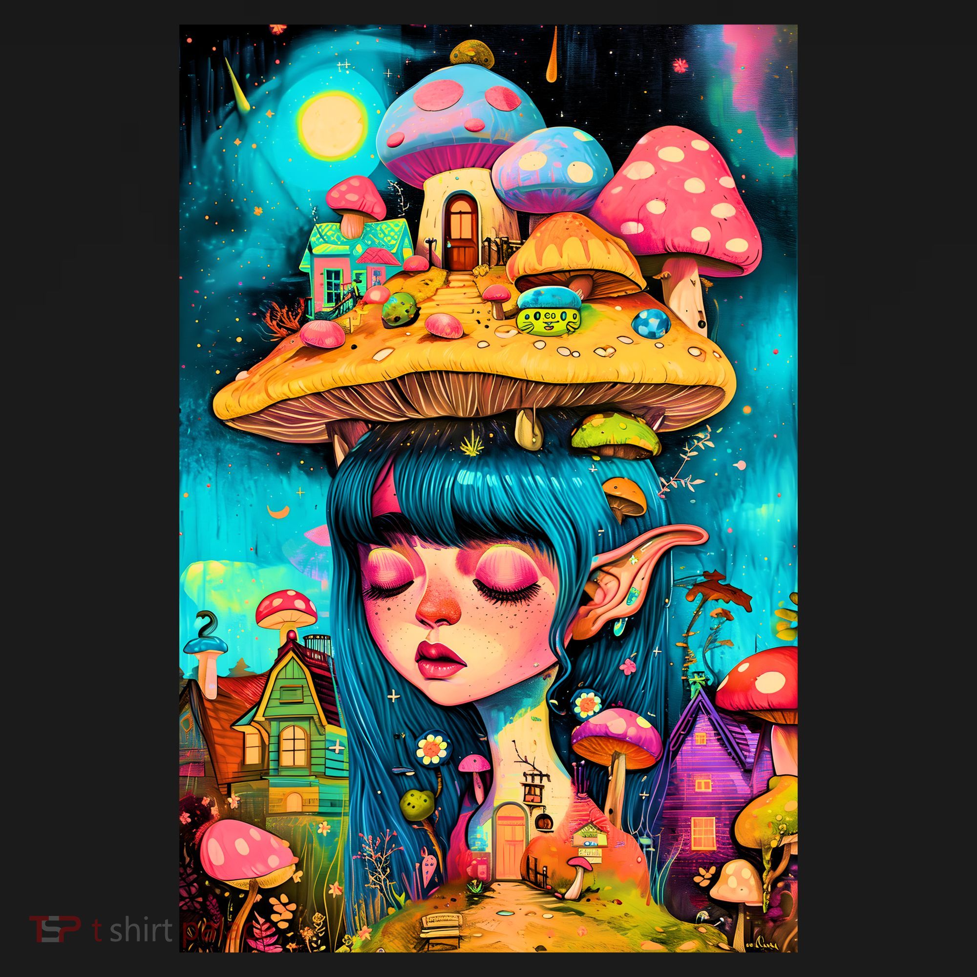 Mushroom Dreams: The Enchanted Mindscape Flat Bill Trucker Hat