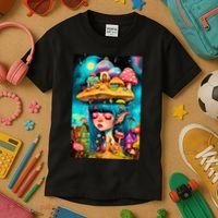 Mushroom Dreams: The Enchanted Mindscape Kids T-Shirt thumb 3